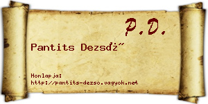 Pantits Dezső névjegykártya